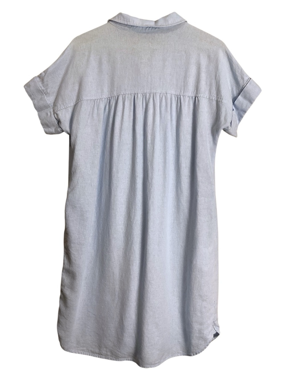 Well Worn Maggie Linen Blend Shirt Dress Pale Blue Button Front Coastal Large - Picture 8 of 12